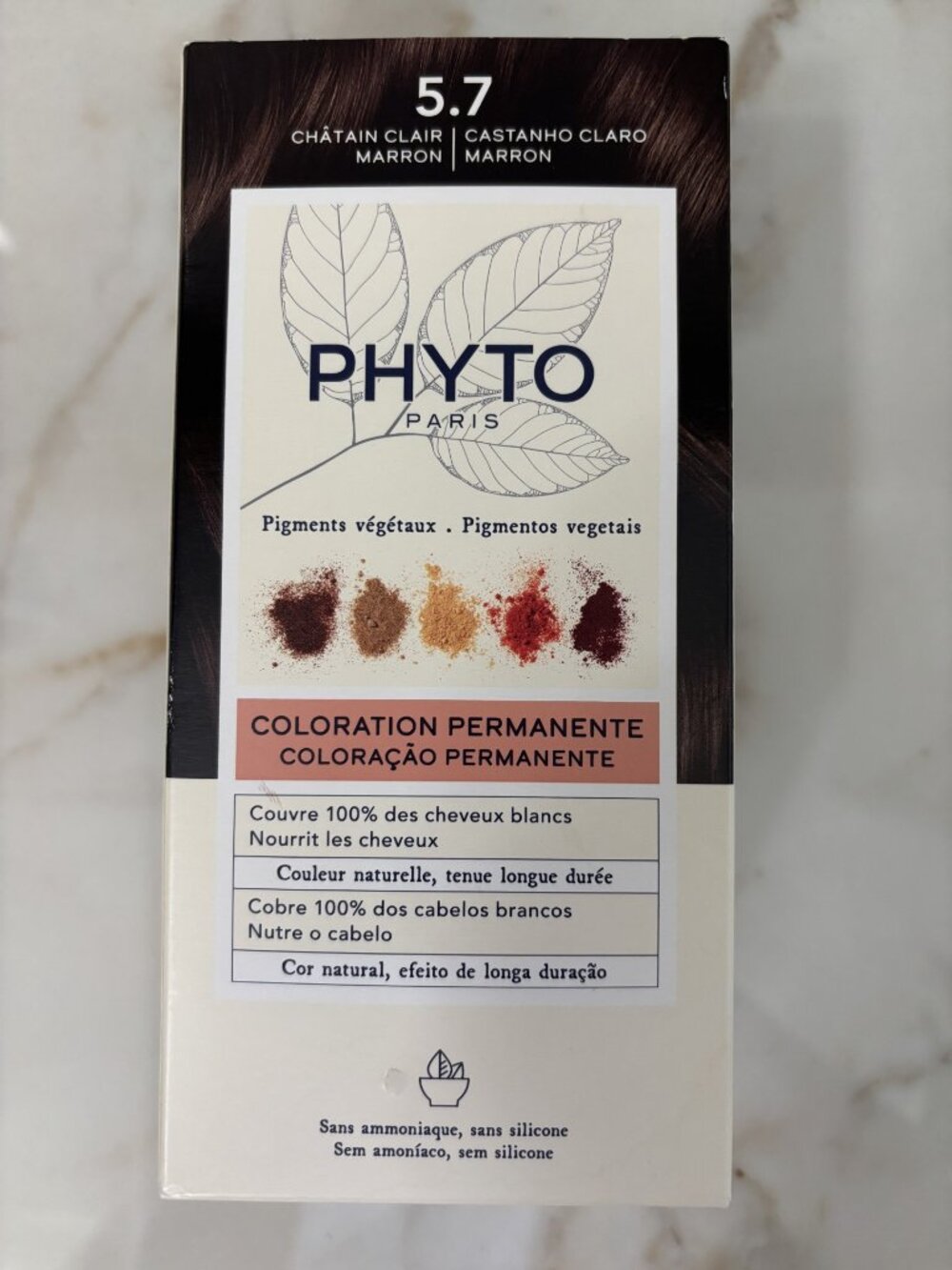 Phyto PhytoColor Permanent Color Botanical Pigments Kit 5.7 Light Chestnut Brown